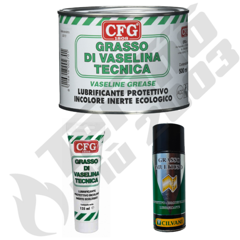 Kit 3 Grasso vaselina da 500 ml + tubetto 125 ml + Bomboletta spray  multiuso 400